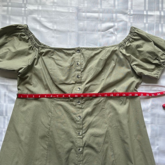 ASOS Maternity Green Off Shoulder Puff Sleeve Full Length Maxi Dress - Picture 7 of 13